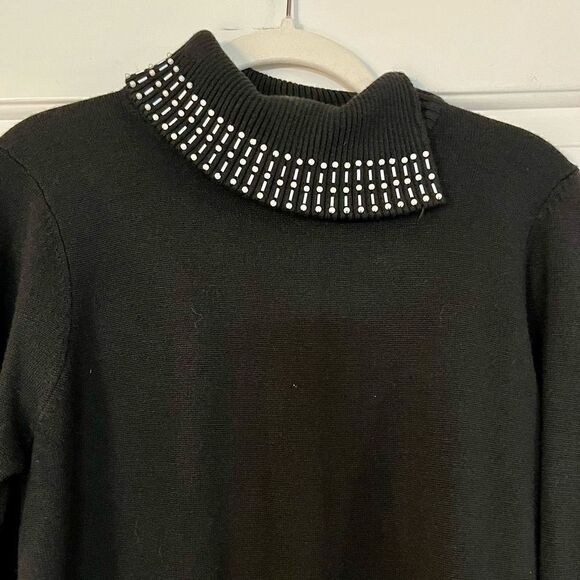 NWT TanJay Cowl Neck Beaded Black Sweater Small - Picture 2 of 13